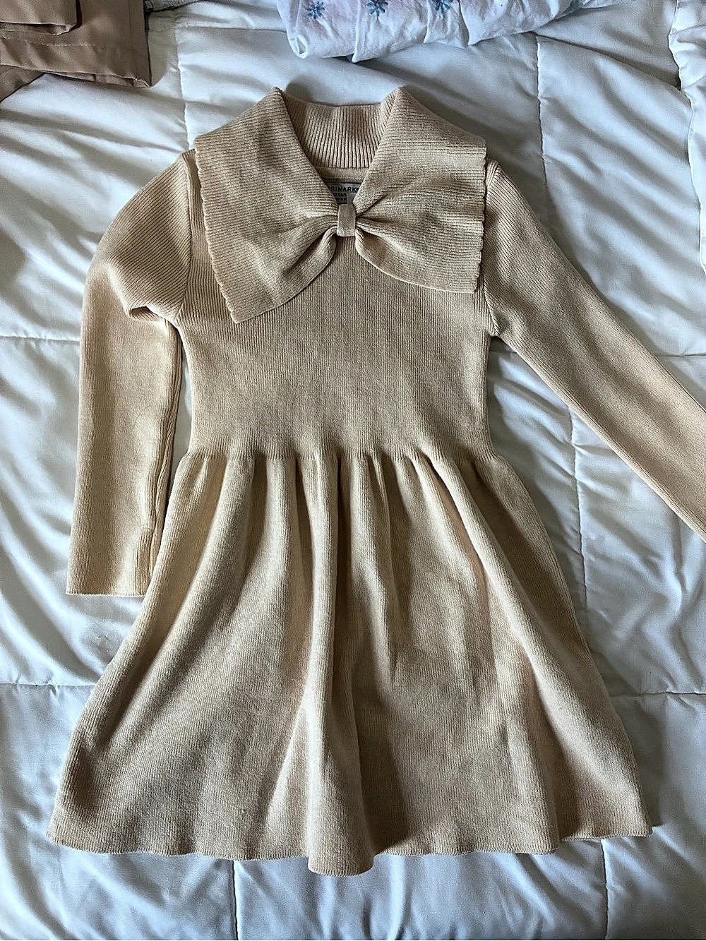 Primark Collared toddler Knit Midi Dress in Beige